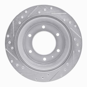 Acura SLX Brake Rotor (1) - Rear Right - R1 Concepts - Drilled & Slotted - Silver - `92-`04